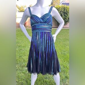 JS Collections Blue and Black Sleeveless Sundress for Prom